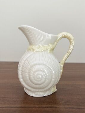 Belleek Ireland Porcelain Nautilus Shell Creamer Pitcher 3 1/2" tall